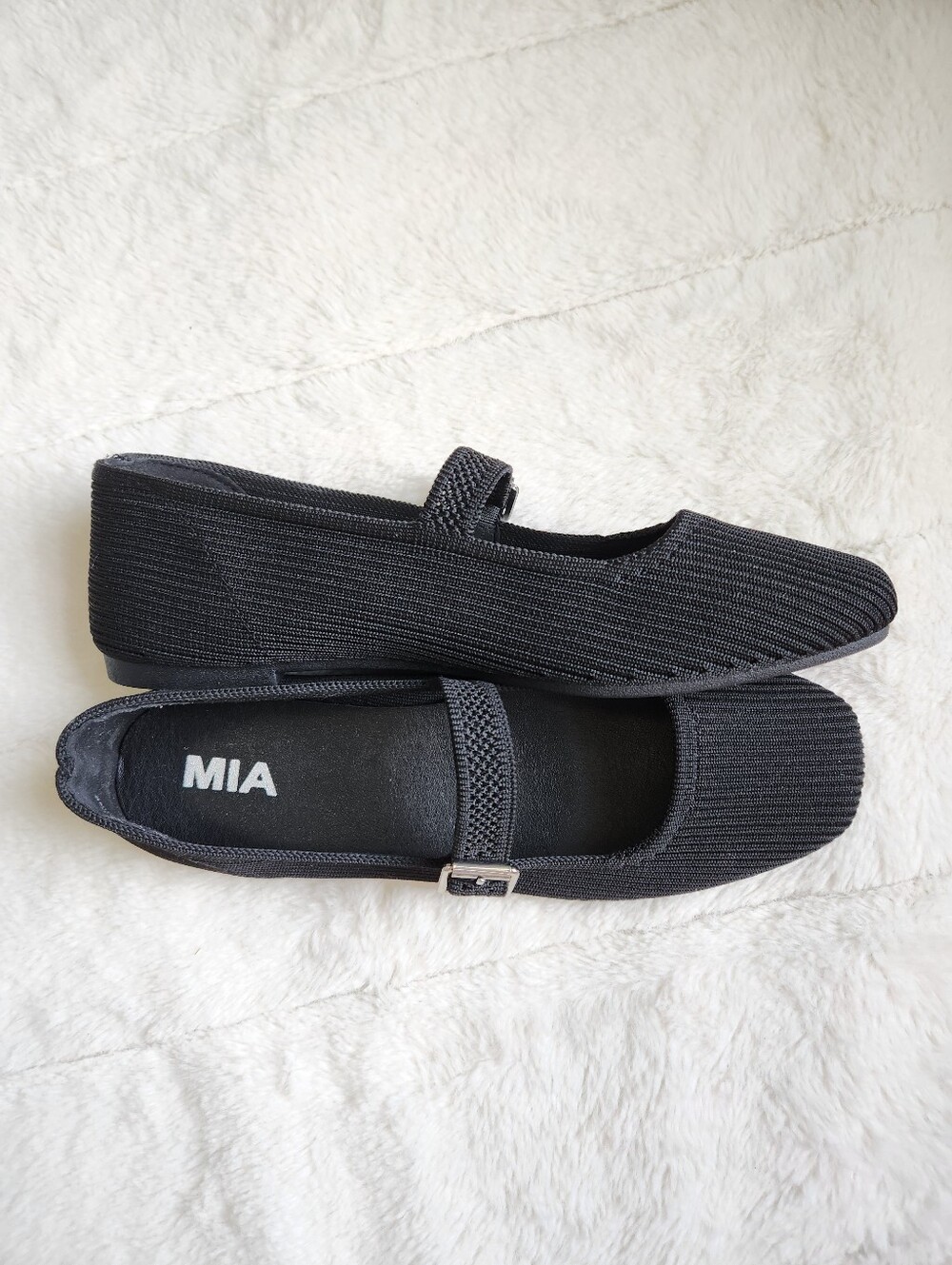 Mia "Brita" Black Mary Jane Buckle Flats - Size 8